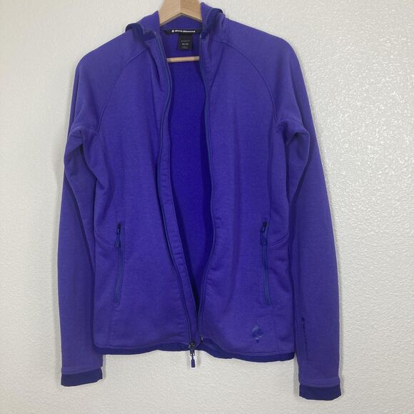 Black Diamond Jacket Womens Medium Polartec Full Zip Hooded Outdoors Fleece - Picture 15 of 16